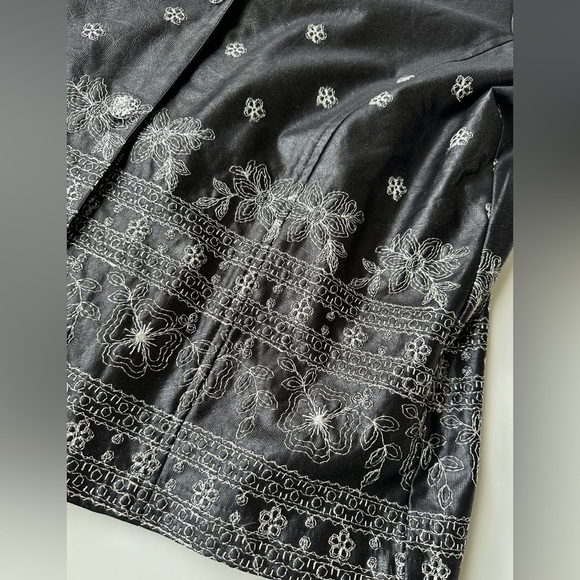 Vintage Saint Germain Paris Black Metallic Embroidered Light Jacket Medium FLAW - Picture 4 of 10